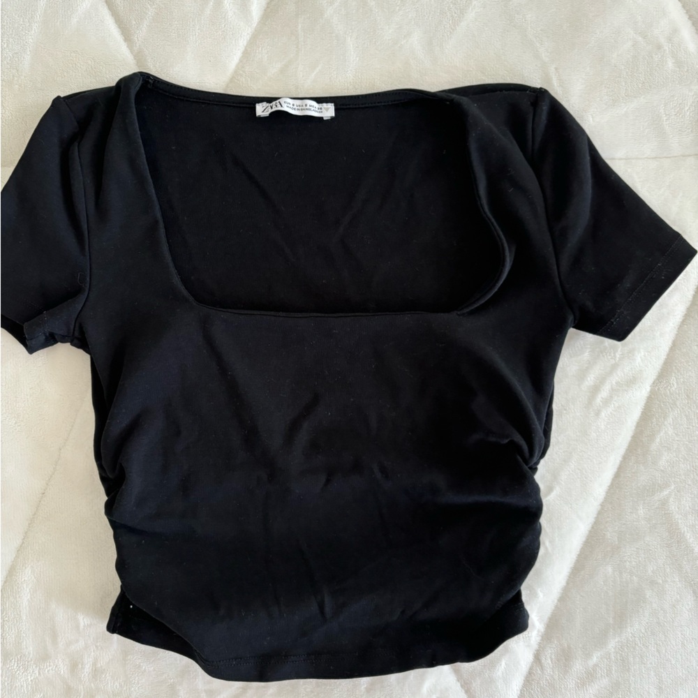Zara Square Neck Black Crop Top size S